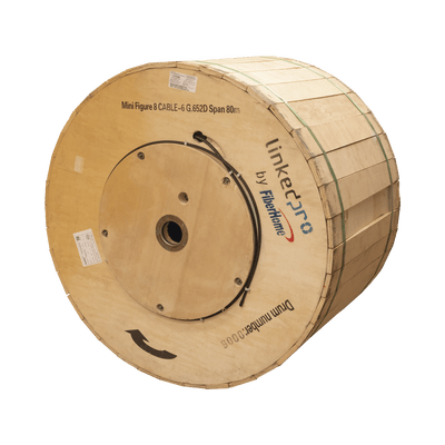 Imagen de Carrete de 4 km de Fibra Óptica Aérea Mini Figura 8, G.652D, Monomodo de 6 Hilos, Exterior, Span 80, Loose Tube