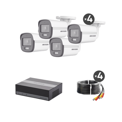Imagen de Kit TurboHD 1080p / DVR 4 Canales con Unidad de Almacenamiento eSSD de 300 GB / 4 Cámaras Bala ColorVu con Micrófono Integrado / Fuente de Poder / Accesorios de Instalación