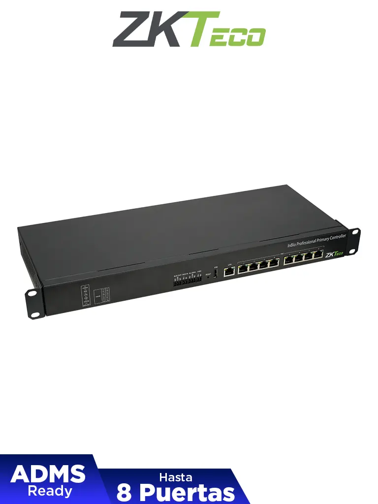 ZKTECO INBIOPC800 -  Control de acceso profesional PoE hasta 8 puertas / 4,000 huellas /  40,000 tarjetas RFID / 200,000 eventos /  Se requiere modulo DE10 para su funcionamiento ZKT0720026