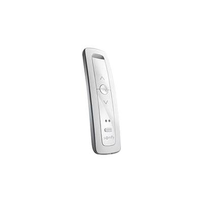 Imagen de Control remoto 2 canales para motores de persiana Somfy con señal inalámbrica, instrucciones: sube, baja y detener, con posición favorita programada.