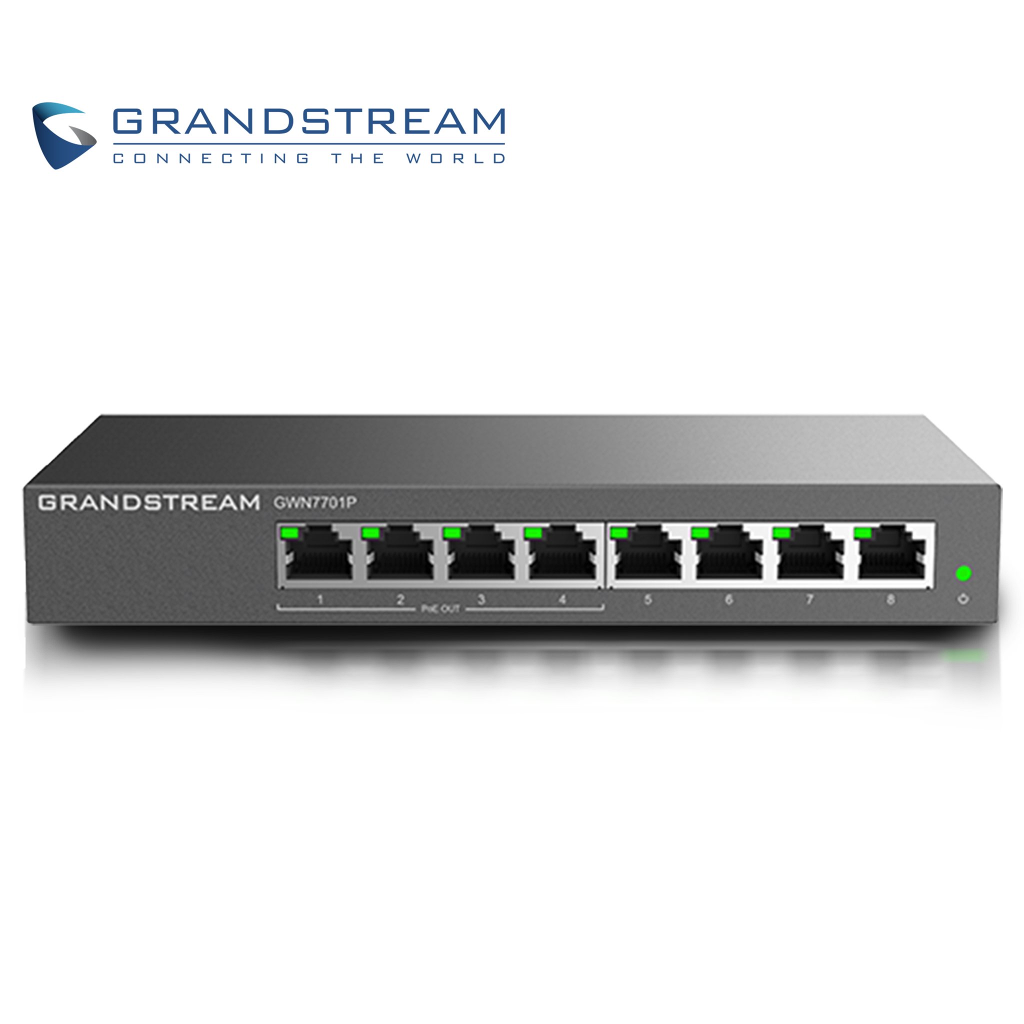 SWITCH NO ADMINISTRABLE POE+ GRANDSTREAM GWN7701P / 8 PUERTOS 10/100/1,000MBPS / 4 PUERTOS POE+ AF/AT / MONTAJE ESCRITORIO/PARED / ALIMENTACION 48-53VCD/1.22A / METALICO