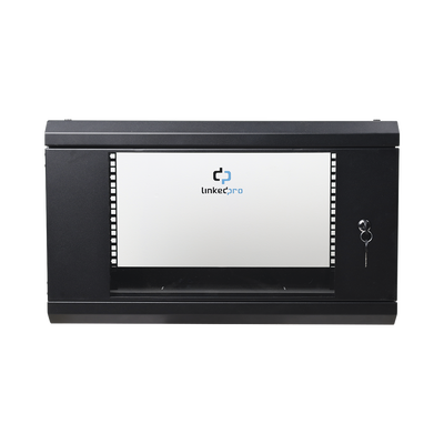 Imagen de Gabinete de Pared de 6U con Puerta de Cristal Templado, 455 mm de Profundidad Total, Rack de 19in, Acero Reforzado Color Negro.