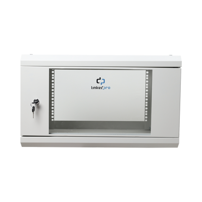 Imagen de Gabinete de Pared de 6U con Puerta de Cristal Templado, 455 mm de Profundidad Total, Rack de 19'', Acero Reforzado Color Gris Mate