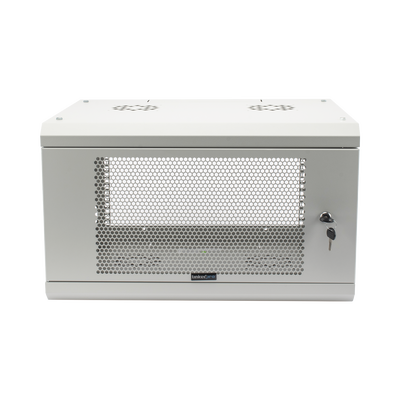 Imagen de Gabinete de Pared de 6U con Puerta Perforada, 455 mm de Profundidad Total, Rack de 19'', Acero Reforzado Color Gris Mate