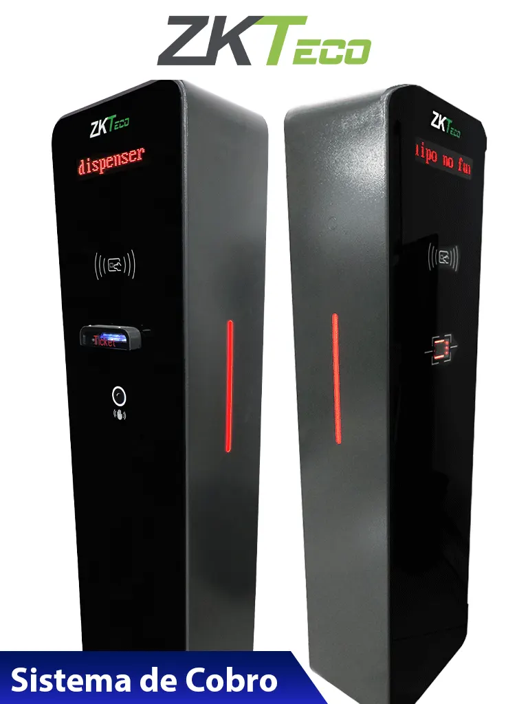 ZKTECO TBM01 / TBM02 - Kit de Dispensador y Lector de Tickets QR / Sin Contacto / Compatible con Sensor de Masa VR10, UHF / Pantalla LED / Funciones de Voz / Requiere Software para cobro ZK Bio CV Security modulo de estacionamiento