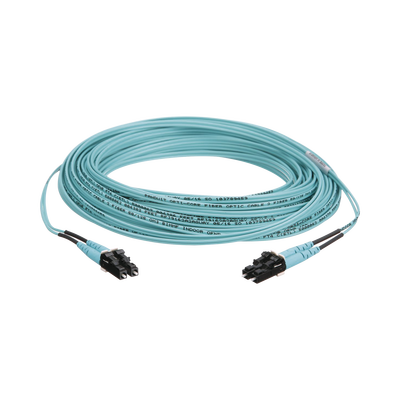 Imagen de Jumper de Fibra Optica Multimodo 50/125 OM3, LC-LC Duplex, OFNR (Riser), Color Aqua, 15 Metros