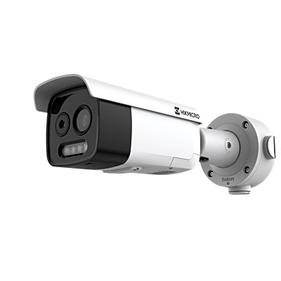 Imagen de Cámara Bullet Bi-espectro Térmica y Óptica/ 256×192 Térmico + 5MP Óptico / IA para Detección Humana y Vehicular / Medición Temperatura -20°C a 150°C / Detección Fuego y Fumadores / IP67