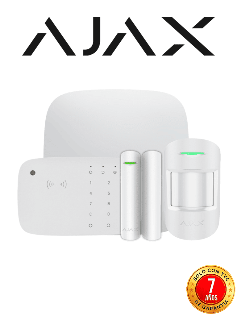 AJAX KIT HUB2 4G KEYPADCOMBI - Panel de alarma Hub2 4G conexión ETHERNET- 4G APP “AJAX PRO” iOS y Android , 1 sensor de movimiento, 1 detector puerta o ventana, 1 Teclado táctil inalámbrico con sirena incluida y lector DESFire.