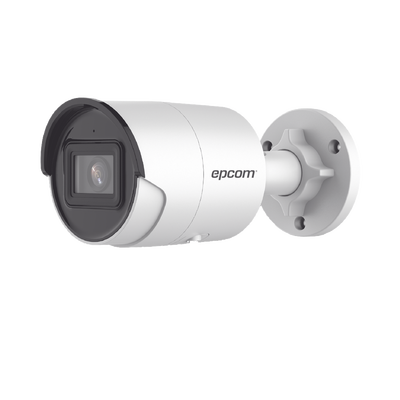 Bala IP 4 Megapixel / Lente 2.8 mm / 40 mts IR EXIR / IP67 / WDR 120 dB / PoE / Micrófono Integrado / ACUSENSE (Filtro de Falsas Alarmas) / Ultra Baja Iluminación