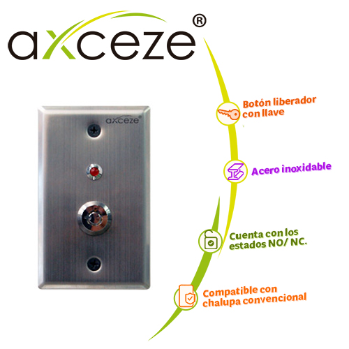 SWITCH TIPO LLAVE AXCEZE AX-K40 TIPO SEGURIDAD ON/OFF SPDT CON 2 LLAVES E INDICADOR CON LUZ ROJA.