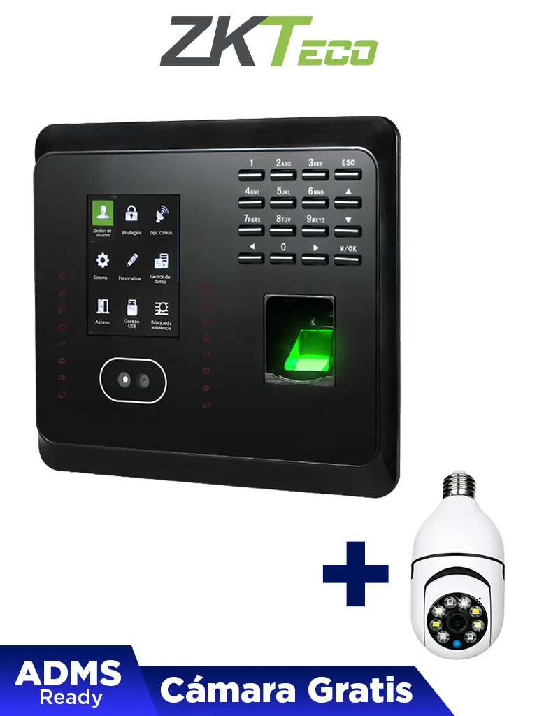 ZKTECO MB360IDNGPAK - Control de Asistencia y Acceso Básico con Autenticación Facial (1500 Rostros), Huella Digital BioID (2000), Tarjeta ID 125 kHz / GRATIS CÁMARA NGTECO