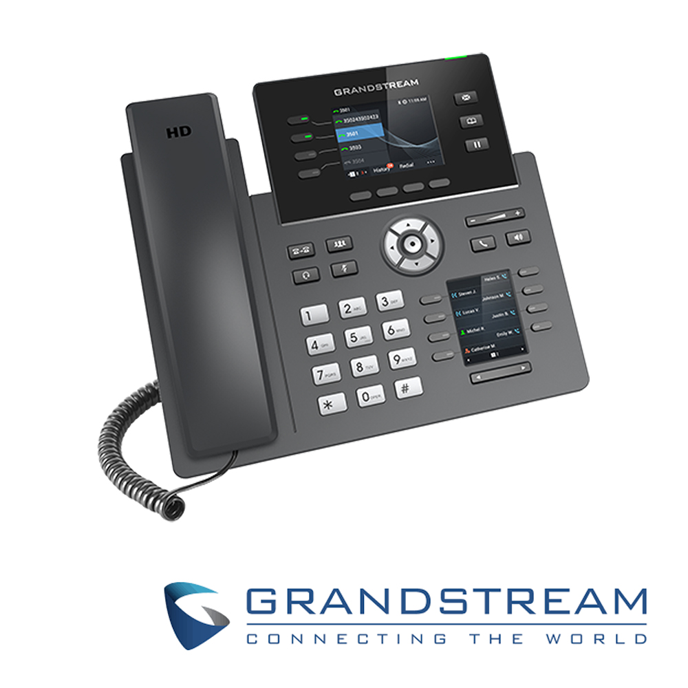 TELEFONO IP GRADO CARRIER WIFI 6 GRANDSTREAM GRP2614 / 12 CUENTAS SIP / 4 LINEAS / 8 TECLAS EXTENSION PANTALLA COLOR LCD TFT / 2 PUERTOS 10/100/1,000MBPS / WIFI 802.11AC/AX  / ALIMENTACION POE AF / 12VCD/1A
