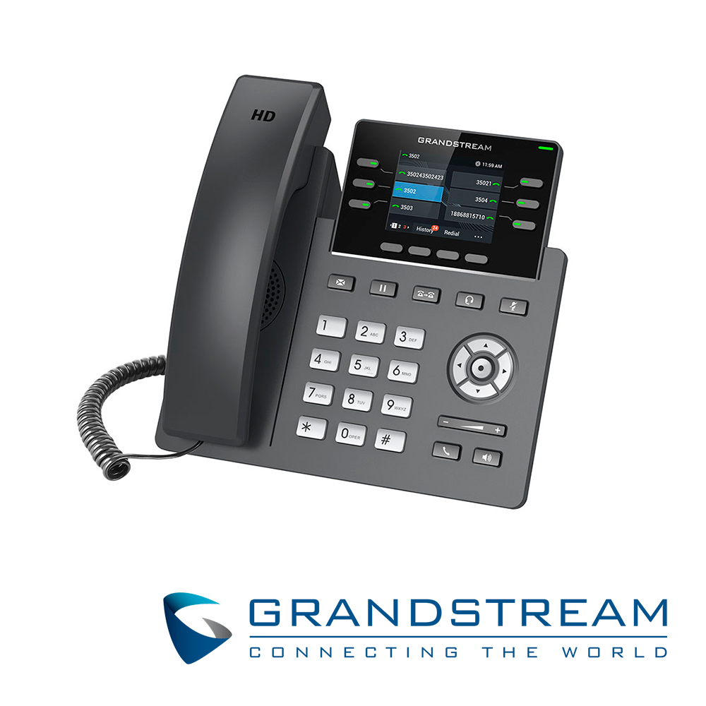 TELEFONO IP GRADO CARRIER GRANDSTREAM GRP2613 / 4 CUENTAS SIP / 6 LINEAS / 6 TECLAS MULTI FUNCION PANTALLA COLOR LCD TFT / 2 PUERTOS 10/100/1,000MBPS / HASTA 24 TECLAS BLF / ALIMENTACION POE AF / 5VCD/0.6A