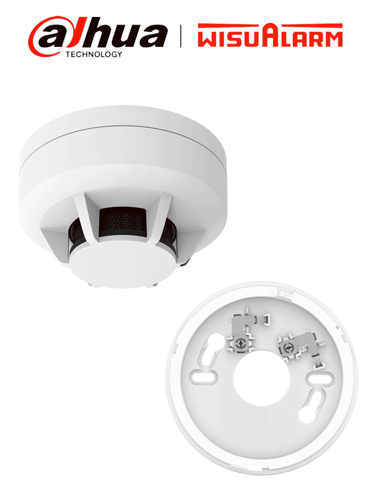 DAHUA WISUALARM PAQUETE DHI-HY-1301 - El paquete incluye: detector de humo direccionable y la base de instalación