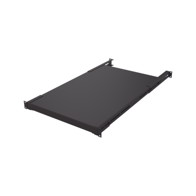 Charola Rackeable de profundidad ajustable para Soportar Equipos en Rack de 19 in, Doble Fijación, Color Negro, 3U