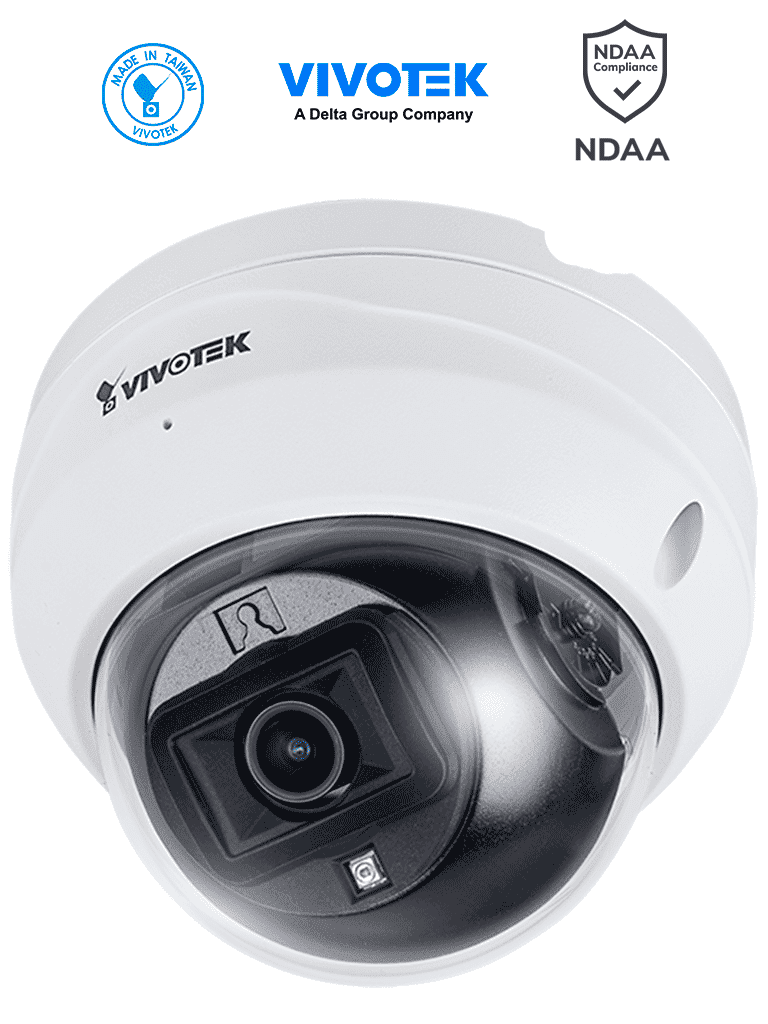 VIVOTEK FD9369 - Cámara IP Domo exterior 2 Megapixeles, Lente fijo 2.8mm, Iluminadores Smart IR 30m, Smart Motion, Micrófono integrado, Ranura MicroSD, Protección IP66, IK10, Smart Stream III,  NDAA, ONVIF