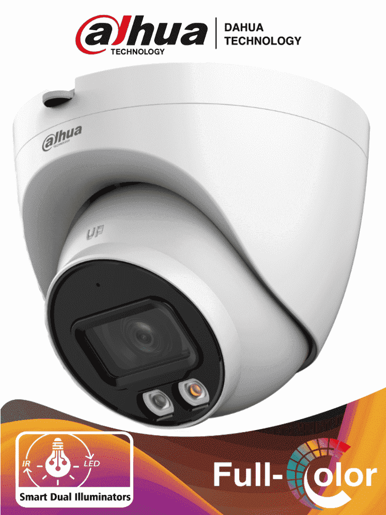 DAHUA IPC-HDW2449T-S-IL - Camara Domo IP de 4 Megapixeles/ Con Iluminador Dual Inteligente+Full Color/ WizSense/ Lente de 2.8mm/ 95 Grados/ Microfono Integrado/30 Mts de IR y Luz Visible/Metálica/Ranura MicroSD/WDR de 120 dB/SMD Plus/PoE/