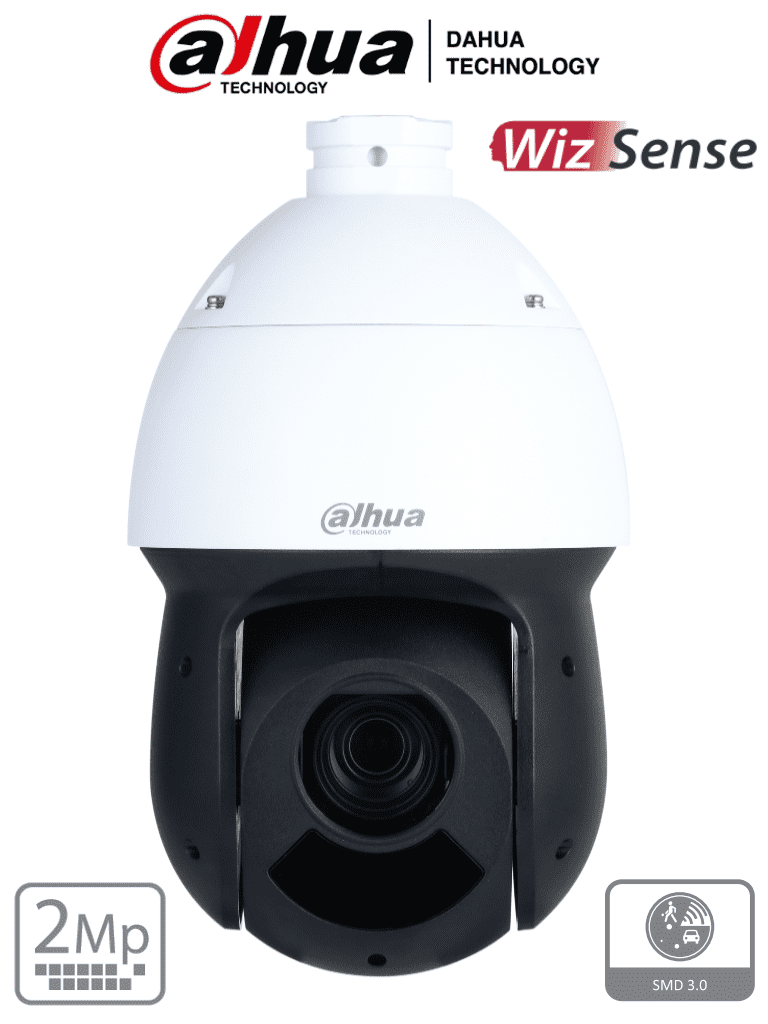 DAHUA SD49225DB-HNY - Cámara IP PTZ de 2 MP/ WizSense/ 25x de Zoom óptico/ IR de 100 m / H.265 / WDR Real de 120 dB/ Protección perimetral / Detección de rostros / SMD Plus/ Ranura para MicroSD/ IP66/ E&S de alarma y audio