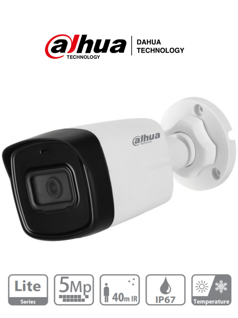 DAHUA HAC-HFW1500TL-28 - Camara Bullet de 5 Megapixeles/ Lente de 2.8 mm/ 111 Grados de Apertura/ IR de 40 Mts/ IP67/ Starlight/ DWDR/ Soporta: CVI/CVBS/AHD/TVI