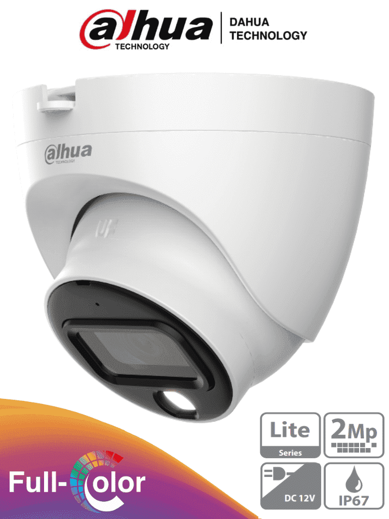 DAHUA DH-HAC-HDW1209TLQN-LED-0280B-S3 - Cámara Domo FullColor de 2 MP con resolución 1080p, lente de 2.8 mm y 106° de apertura. Ofrece visión nocturna de 30 metros, instalación rápida, protección IP67, tecnología Starlight y DWDR