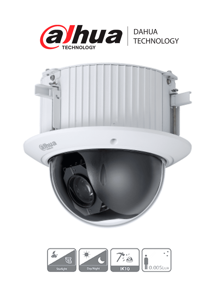 DAHUA DH-SD52C225-HC-LA - Cámara Domo PTZ de 2 Megapíxeles/ 1080p/ 25x de Zoom Óptico/ Montaje en Plafón o Techo Falso/ WDR Real 120dB/ Starlight/ Antivandálicaa IK10 /