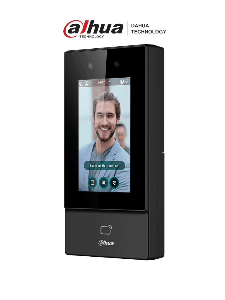 DAHUA ASI6213S-D - Control de Acceso para Exterior con Reconocimiento Facial, pantalla táctil de 4.3", soporta 6000 usuarios, rostros y contraseñas, 10,000 tarjetas ID 125 KHz, 50 administradores, 300,000 registros. Comunicación TCP/IP, IP65.