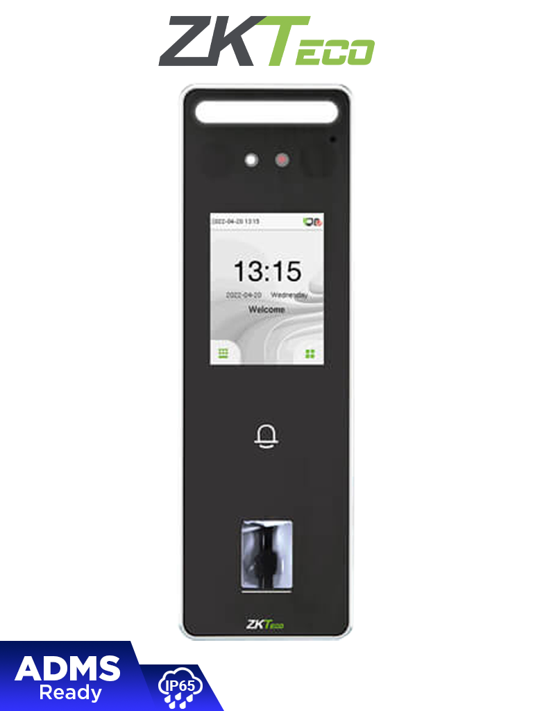 ZKTECO SpeedFaceV3L - Control de Acceso y Asistencia Visible Light con Autenticación Facial (500 Rostros), Huella Digital BioID+ (3000), Registro de 200,000 Eventos, IP65 y Conectividad TCP/IP