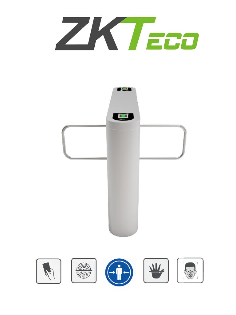 ZKTECO PROENTRANCE SB02FP - Barrera Peatonal Central Bidireccional de Acero Inox / Alto Flujo / 30 personas por Min / Compatible con ZKT0920005 / Incluye 2 lectores de Huella FR1500 + panel inBio206Pro / Requiere Licencia / 01 pz en IZTACALCO