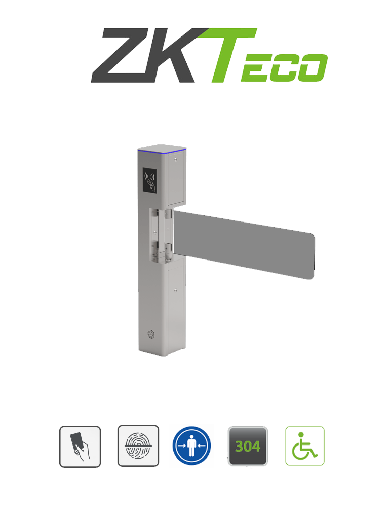 ZKTECO SBT2000S - Puerta de Cortesía Bidireccional de Alto Flujo/ Carril de 90 cm/ 110V/ Acero Inoxidable/ Aleta de Vidrio Templado/ Fácil Integración con Controles de Acceso Facial, Palma, QR, Proximidad y botones/ No cuenta con Lectores y Panel