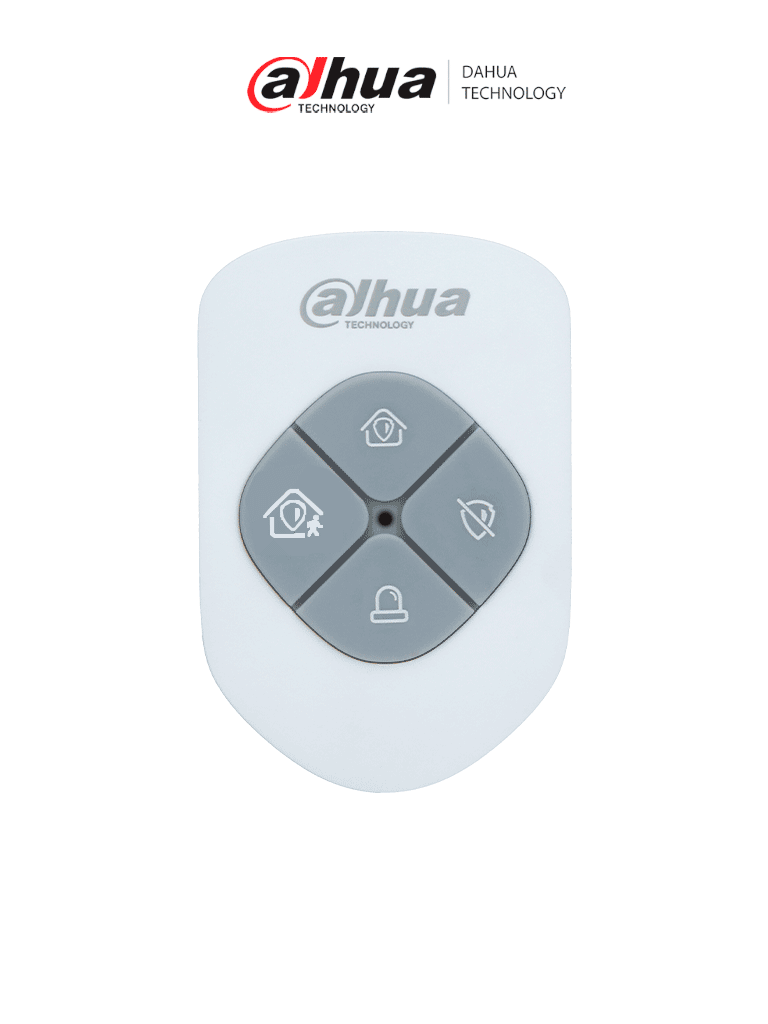 DAHUA DHI-ARA24-W2 - Control remoto tipo llavero, Cuenta con 4 botones: armado, desarmado, en casa y emergencia, LED indicador de estado (verde y rojo), App DMSS, Frecuencia 433 MHz, Tecnología: AirShield, Compatible con HUB 1.0 y HUB 2.0