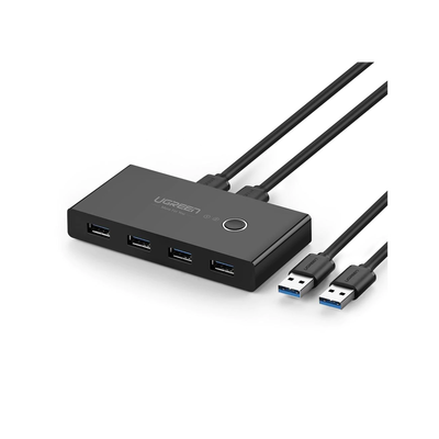 Imagen de Conmutador USB para Compartir 4 Puertos USB 3.0 a 2 PC Ìs | Cambio Mediante Botón | Incluye Dos Cables USB de 1.5 m | ABS | Permite que 2 Usuarios Compartan 4 Dispositivos Periféricos USB3.0, como una impresora, un escáner, etc.