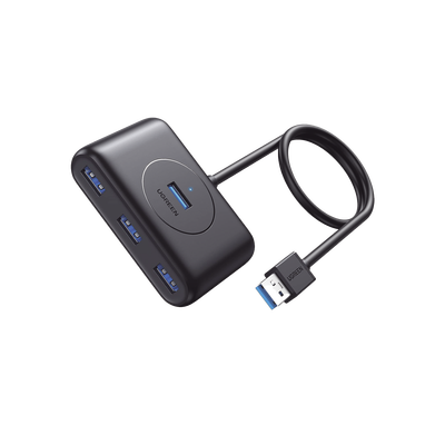 Imagen de HUB USB-A 3.0 4 en 1 | 4 Puertos USB-A 3.0 (5Gbps) | Entrada USB-C (PD 5V2A) | Cable de 1 Metro | Indicador Led | Ideal para Transferencia de Datos | Entrada USB-C para alimentar equipos de mayor consumo | Color Negro.