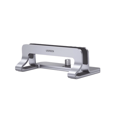 Imagen de Soporte Vertical para Laptop / Adecuado para escritorio / Anchura Ajustable (12-26mm) / Amplia compatibilidad / Anti-Arañazos / Anti-Deslizante /Ajustable Mediante Tornillos / Color Plata / Aluminio + Silicona