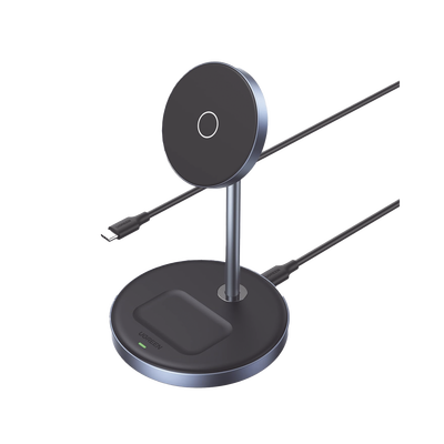 Imagen de Estación de Carga Inalámbrica | 3 en 1 | Compatible con MagSafe | Perfecto para iPhone y  AirPods | Carga Rápida Adaptativa /Simultanea | Múltiples Protecciones | Luz Indicadora LED | Aleación de Aluminio | Incluye Cable