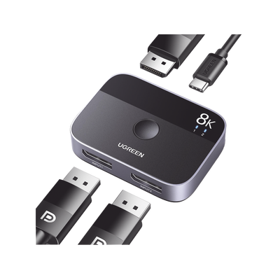 Imagen de Conmutador DP 1.4 8K | HDMI Splitter 2 Entradas a 1 Salida | Bidireccional | 3D | HDR10+ | Dolby Atmos | 240Hz | 48Gbps | Compatible Free-Sync/G-Syng | Sincronización de Audio | Potentes Chips de Última Generación.