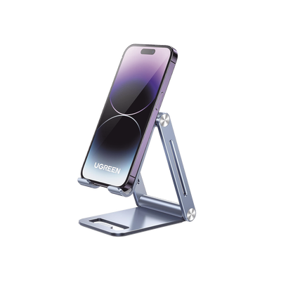 Imagen de Soporte para Teléfono Celular de Aluminio / Angulo Ajustable / Amplia Compatibilidad con dispositivos de 4.7'' a 7.9'' / Antideslizante / Antiarañazos / Plegable / Color Azul