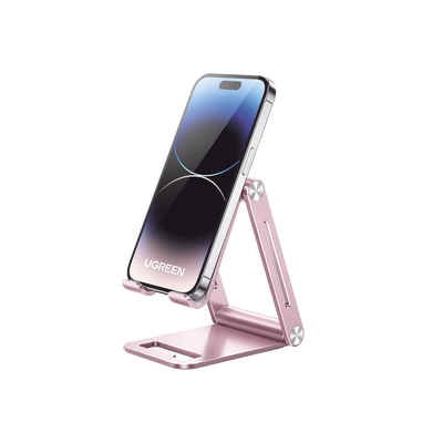 Imagen de Soporte para Teléfono Celular de Aluminio / Angulo Ajustable / Amplia Compatibilidad con dispositivos de 4.7'' a 7.9'' / Antideslizante / Antiarañazos / Plegable / Color Rosa