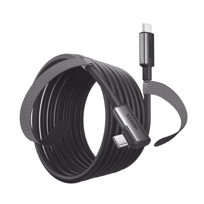 Imagen de Cable USB-C a USB-C (Cable Link) | 5 metros (16 pies) |  Transferencia de Alta Velocidad | Carga Rápida | Un Extremo Angulado | Caja de Aluminio | Nylon Trenzado.