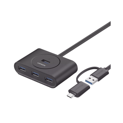 Imagen de HUB USB-A/C 3.0 4 en 1 | Con Conector USB-C | 4 Puertos USB-A 3.0 (5Gbps) | Cable de 25cm | Indicador Led | Ideal para Transferencia de Datos | Entrada Micro USB para alimentar equipos de mayor consumo.