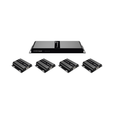 Imagen de Kit Divisor y Extensor HDMI (Extender Splitter)  / Divide 1 Fuente HDMI a 4 Pantallas / Extiende la señal HDMI hasta 120 m / Resolución 1080P @ 60 Hz / Cat 6/6a / Soporta IR / Baja Latencia / Uso24/7 / Alimente solo el Tx (PoC).