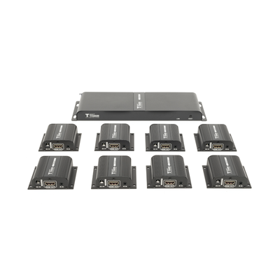 Imagen de Kit Divisor y Extensor HDMI (Extender Splitter)  / Divide 1 Fuente HDMI a 8 Pantallas / Extiende la señal HDMI hasta 40 m / Resolución 1080P @ 60 Hz / Cat 6/6a/7 / Uso 24/7 / Salida Loop en el Tx / IR / Alimente solo el Tx (PoC).
