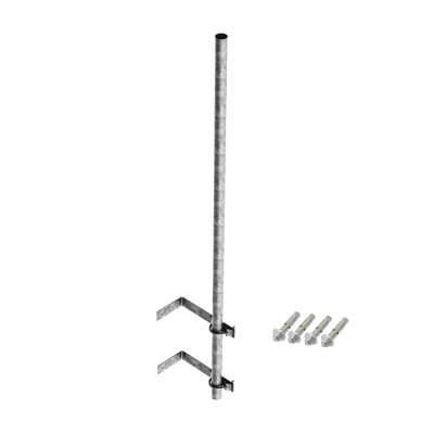 Imagen de Mástil de 3 m de 1-1/4" diámetro ced. 30 con Herrajes para Sujeción a Pared.