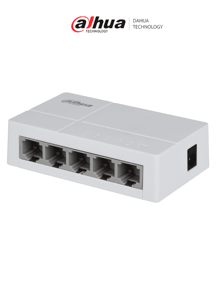 DAHUA DH-SF1005L - Switch para Escritorio 5 Puertos Fast Ethernet con velocidad de transmisión de 10/100 Mbps en un diseño compacto. Su capa 2 soporta un switching de hasta 1 Gbps y una velocidad de reenvío de 0.744 Mbps.