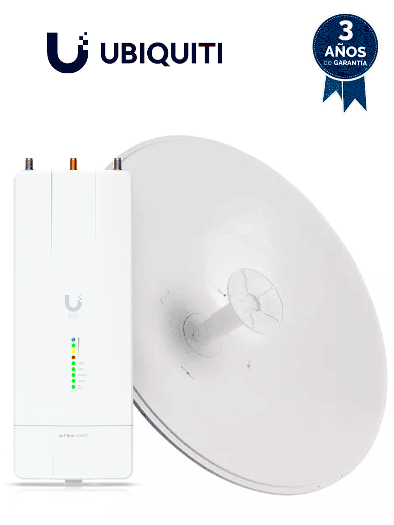 Ubiquiti AF-5XHD-30-S45 - Kit AirFiber con Radio AF-5XHD y Antena AirFiber de 30 dBi Slam-45 ideal para enlaces PTP de clase carrier BACKHAUL con hasta 500 Mbps Full Duplex en banda libre de 5.8 GHz.