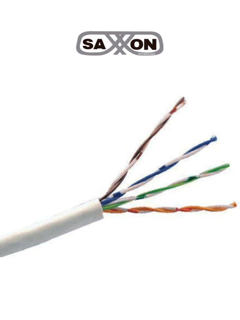 SAXXON OUTP5ECOP305BC - Bobina de Cable UTP Cat5e 100% Cobre/ 305 Metros/ Bobinado REELEX/ Color Blanco/ Uso Interior/ 4 Pares/ Soporta Pruebas de Rendimiento/ Ideal para Cableado de Redes y Video/
