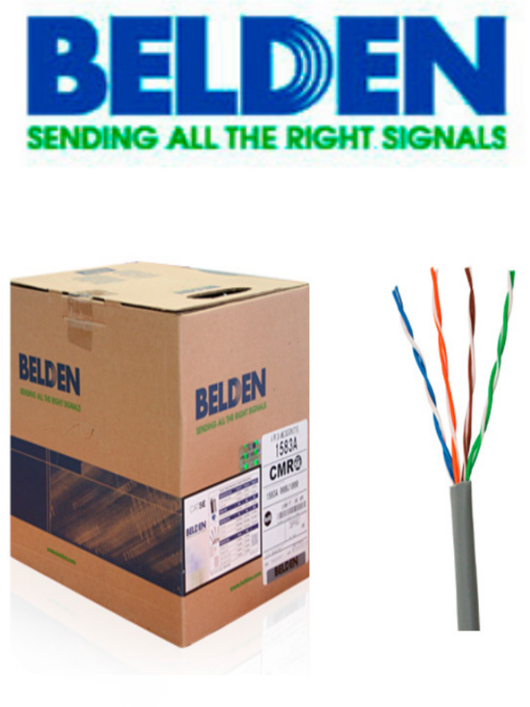 BELDEN 1583A008U1000 - Cable UTP / 4 Pares / Categoria 5E / 24  AWG / 305 Metros / 100% Cobre / Color gris/
