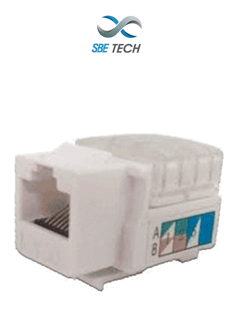 SBE TECH JACKC6WT- Módulo jack keystone RJ45, 8 hilos, CAT 6, compatible con calibres AWG 22-26, color blanco