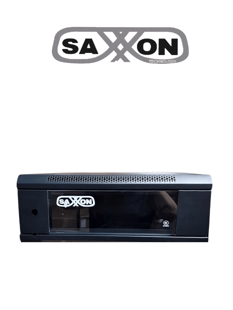 SAXXON SXR4U5404A - Gabinete de Pared Negro / 4 UR / Puerta de Vidrio Templado / Alto 28 cm / Ancho 53 cm / Profundidad 40 cm / Ideal para Grabadores de CCTV