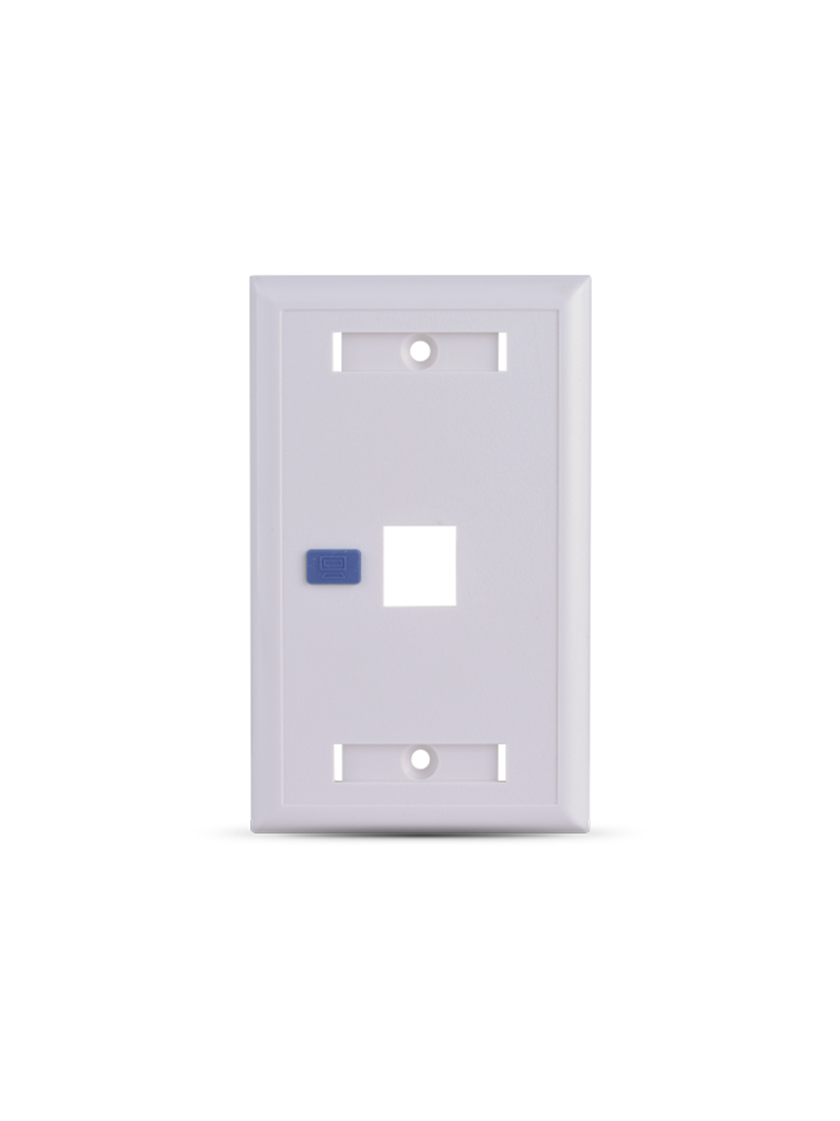 SAXXON A1751E - Placa de pared / Vertical / 1 Puerto tipo keystone / Color blanco / Con etiquetas