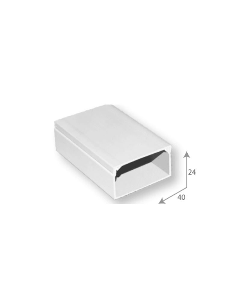 SBE TECH SBE-2440 - Canaleta plástica / PVC / Una vía / Alto 2.4 cm, Ancho 4 cm, Largo 2 metros